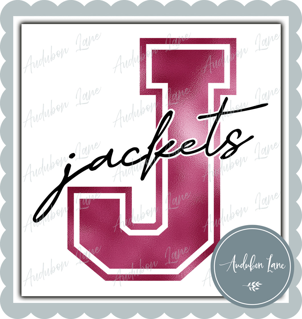 Jackets Breast Cancer Awareness Faux Metallic Pink Foil Mascot Letter Ready to Press DTF Transfer Customs Available On Request