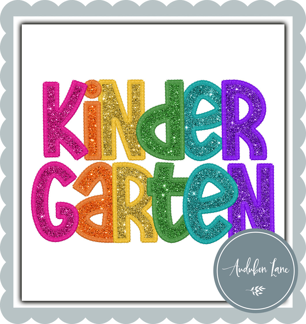 Kindergarten Bright Colors Faux Embroidery and Glitter