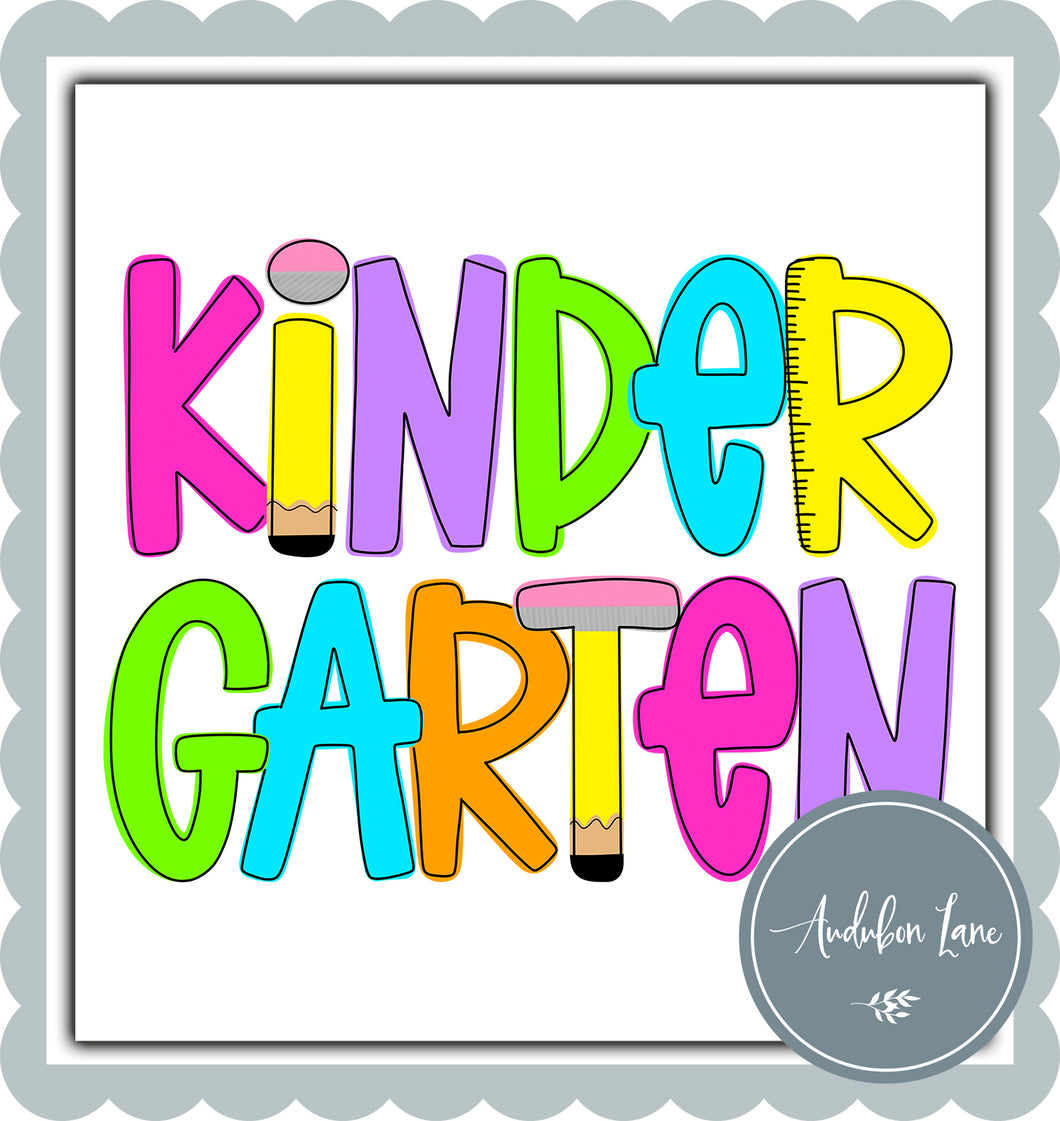 Kindergarten Bright School Shape Letters Ready to Press DTF Transfer Custom Names Available On Request