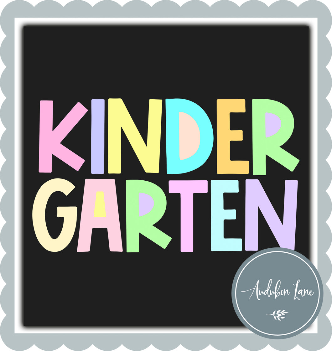 Kindergarten Pastel Block Letters Ready to Press DTF Transfer Custom Names Available On Request