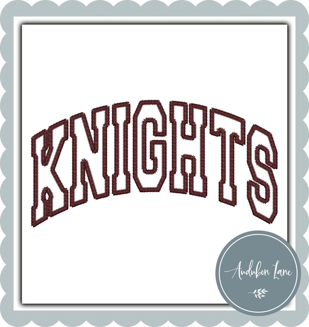 Knights Faux Maroon Arched Embroidery