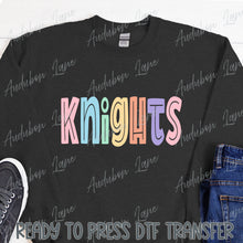 Load image into Gallery viewer, Knights Split Letter Pastel Color Mascot Ready To Press DTF Direct To Film Transfer
