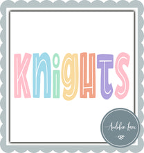 Load image into Gallery viewer, Knights Split Letter Pastel Color Mascot Ready To Press DTF Direct To Film Transfer
