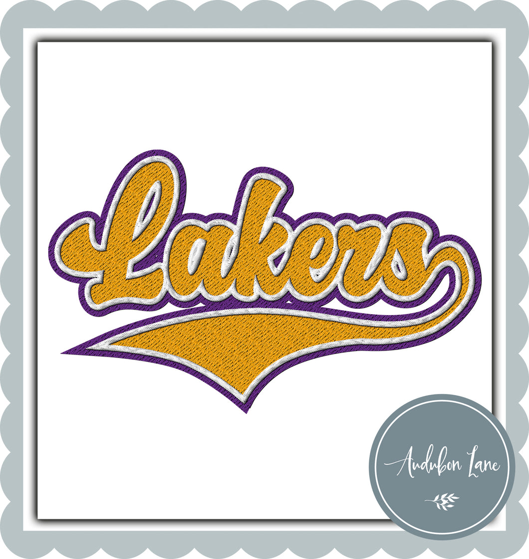 Lakers Faux Gold and White and Purple Embroidery