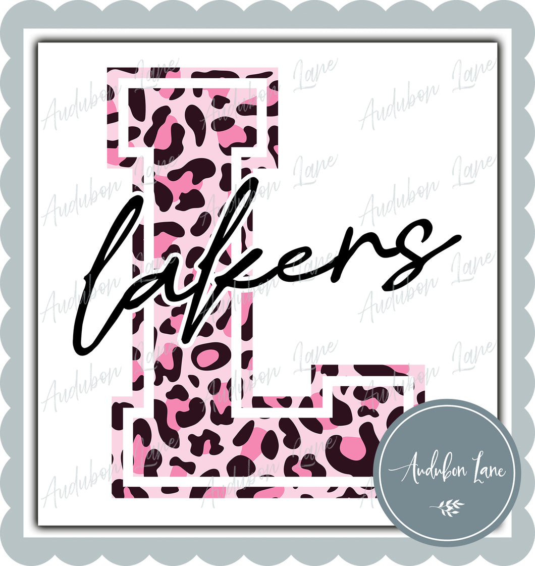 Lakers Breast Cancer Awareness Pink Leopard Mascot Letter Ready to Press DTF Transfer Customs Available On Request