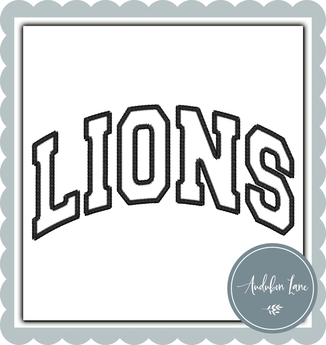 Lions Faux Black Embroidery