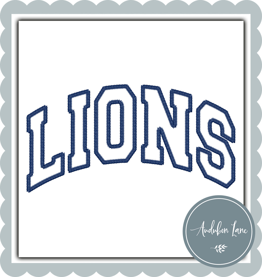 Lions Faux Navy Embroidery