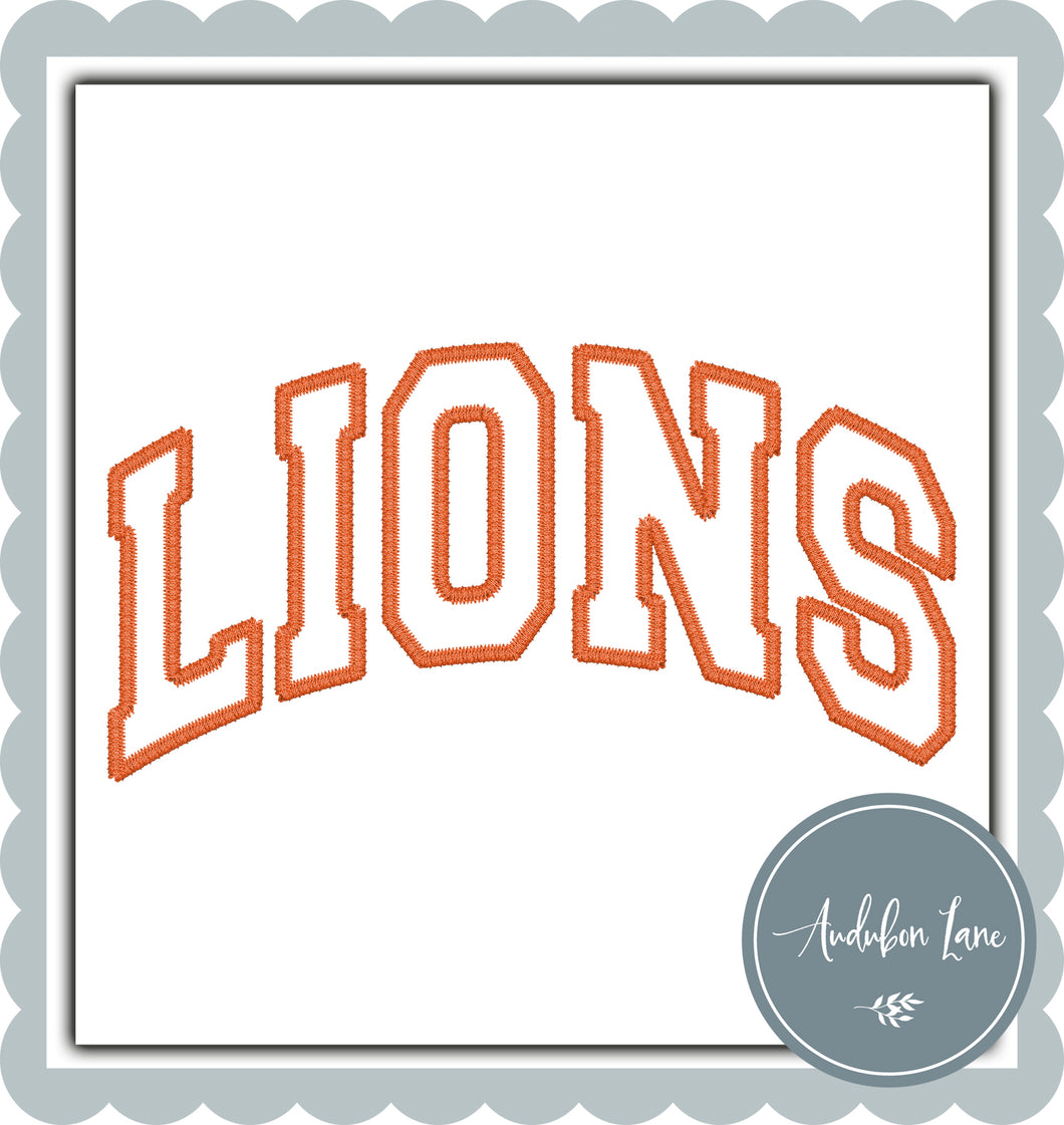 Lions Faux Orange Embroidery