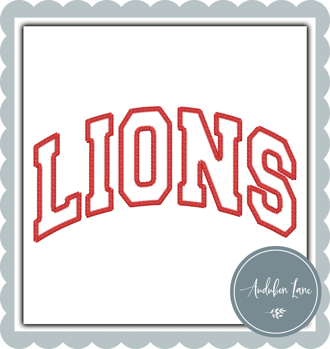Lions Faux Red Embroidery