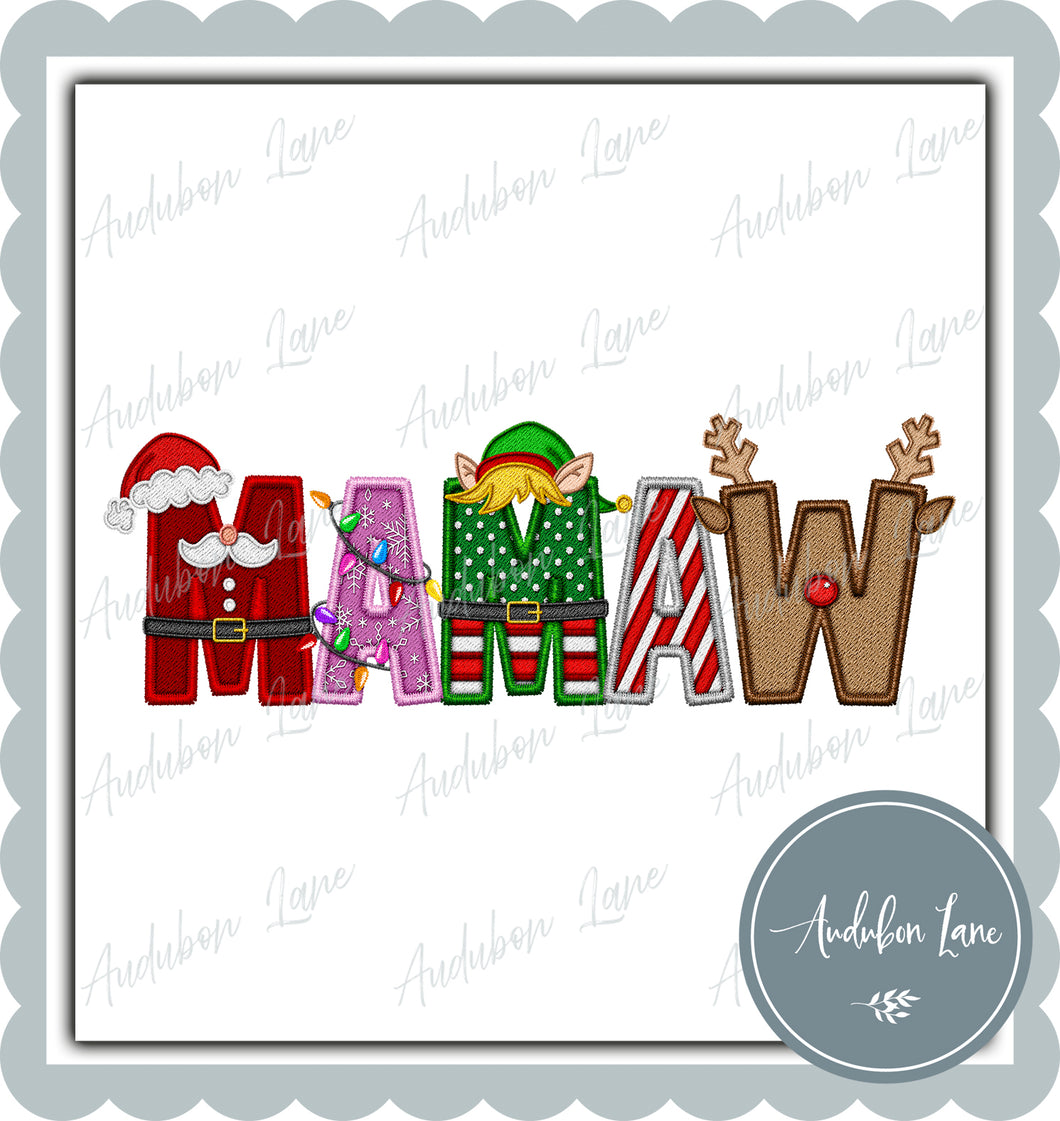 Mamaw Christmas Faux Embroidery Print Ready To Press DTF Transfer Custom Requests Available