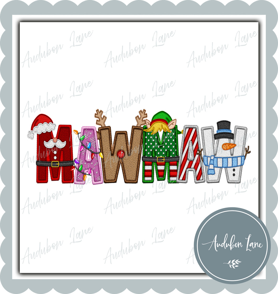 Mawmaw Christmas Faux Embroidery Print Ready To Press DTF Transfer Custom Requests Available