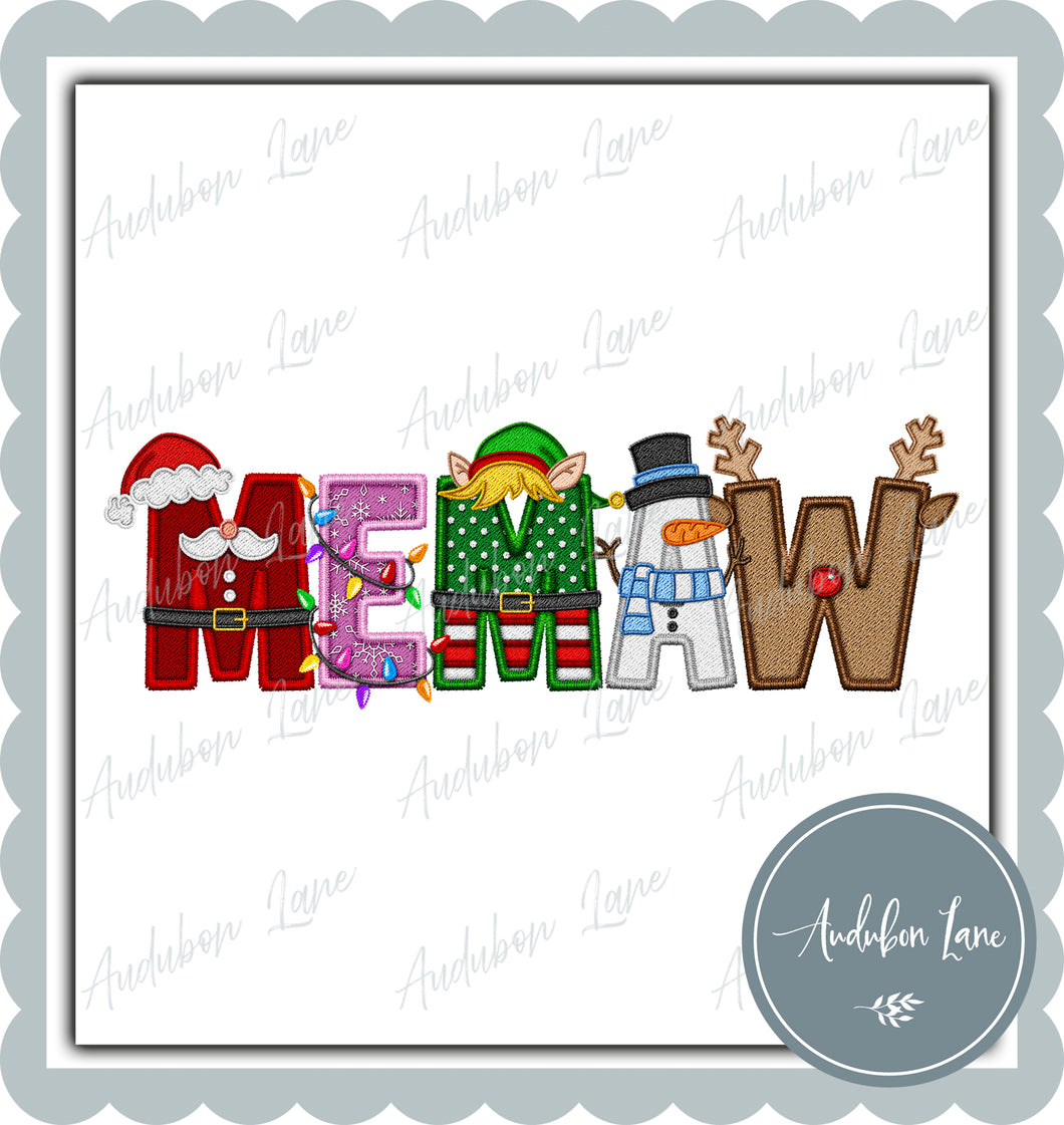 Memaw Christmas Faux Embroidery Print Ready To Press DTF Transfer Custom Requests Available