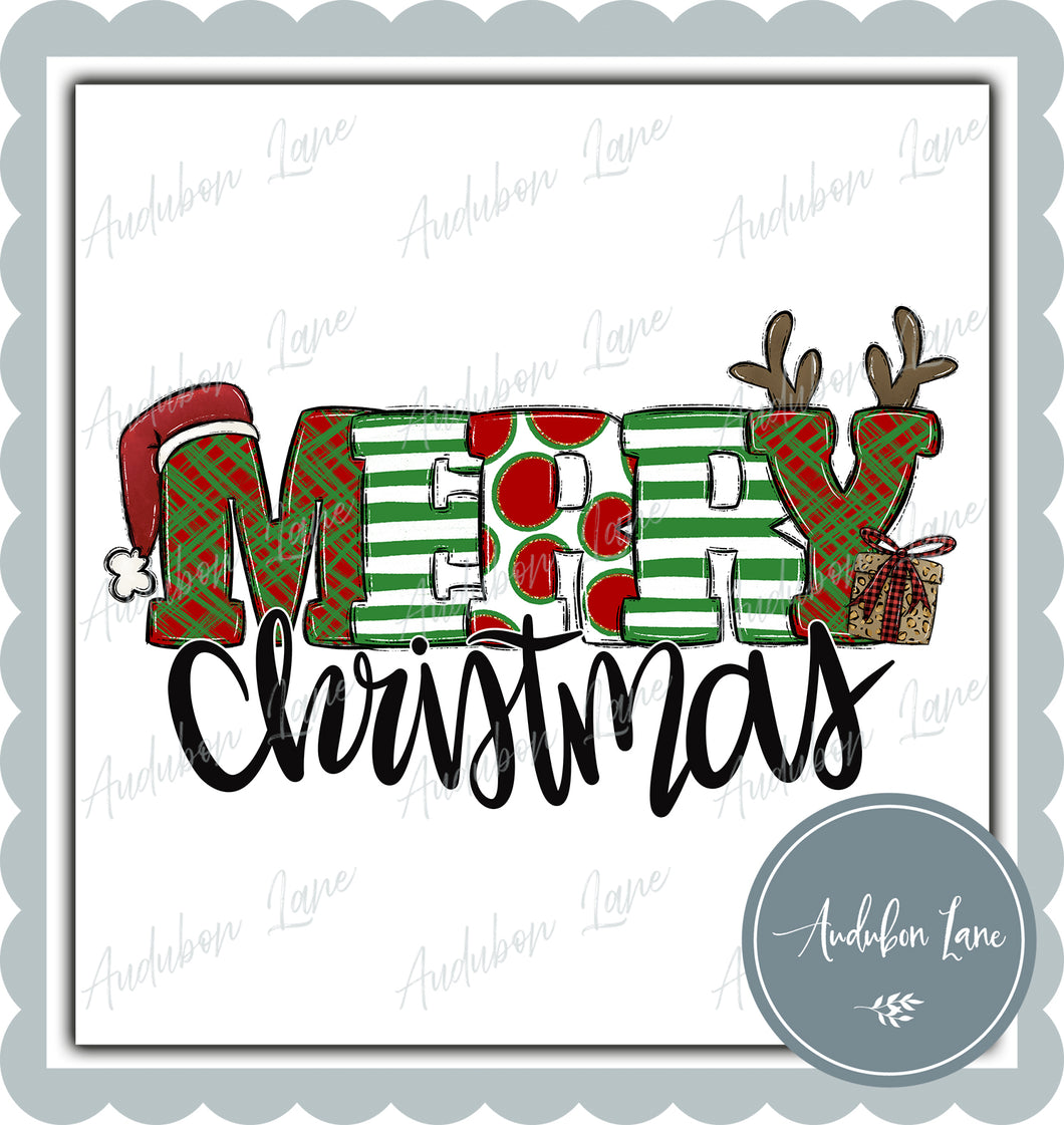 Merry Christmas Doodles Print Ready To Press DTF Transfer