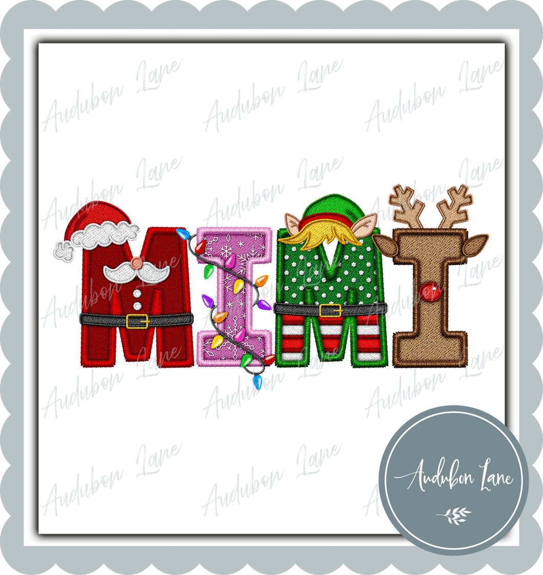 Mimi Christmas Faux Embroidery Print Ready To Press DTF Transfer Custom Requests Available
