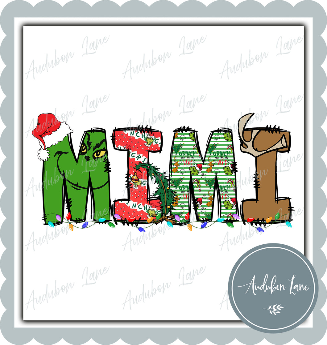 Mimi Meany Greeny Christmas Words Print Ready To Press DTF Transfer Custom