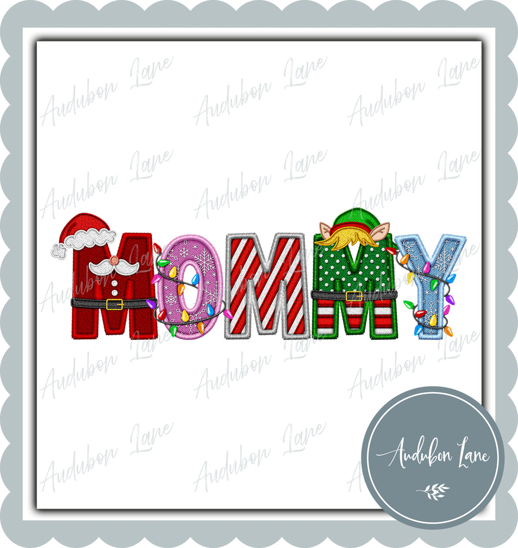 Mommy Christmas Faux Embroidery Print Ready To Press DTF Transfer Custom Requests Available
