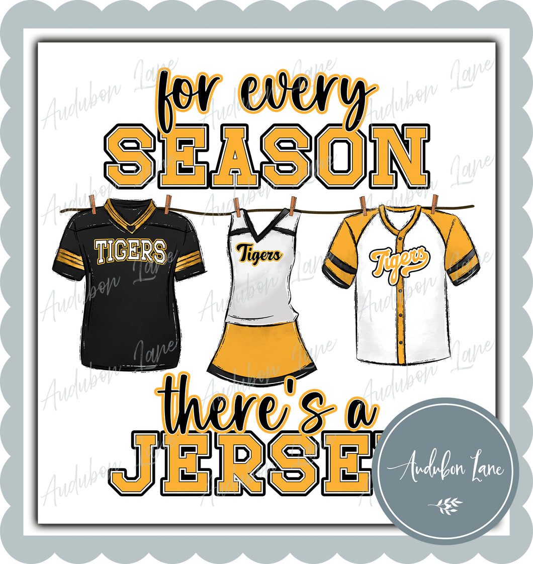 Tigers Gold Black Jersey For Every Season with Cheer Ready to Press DTF Transfer Customs Available On Request