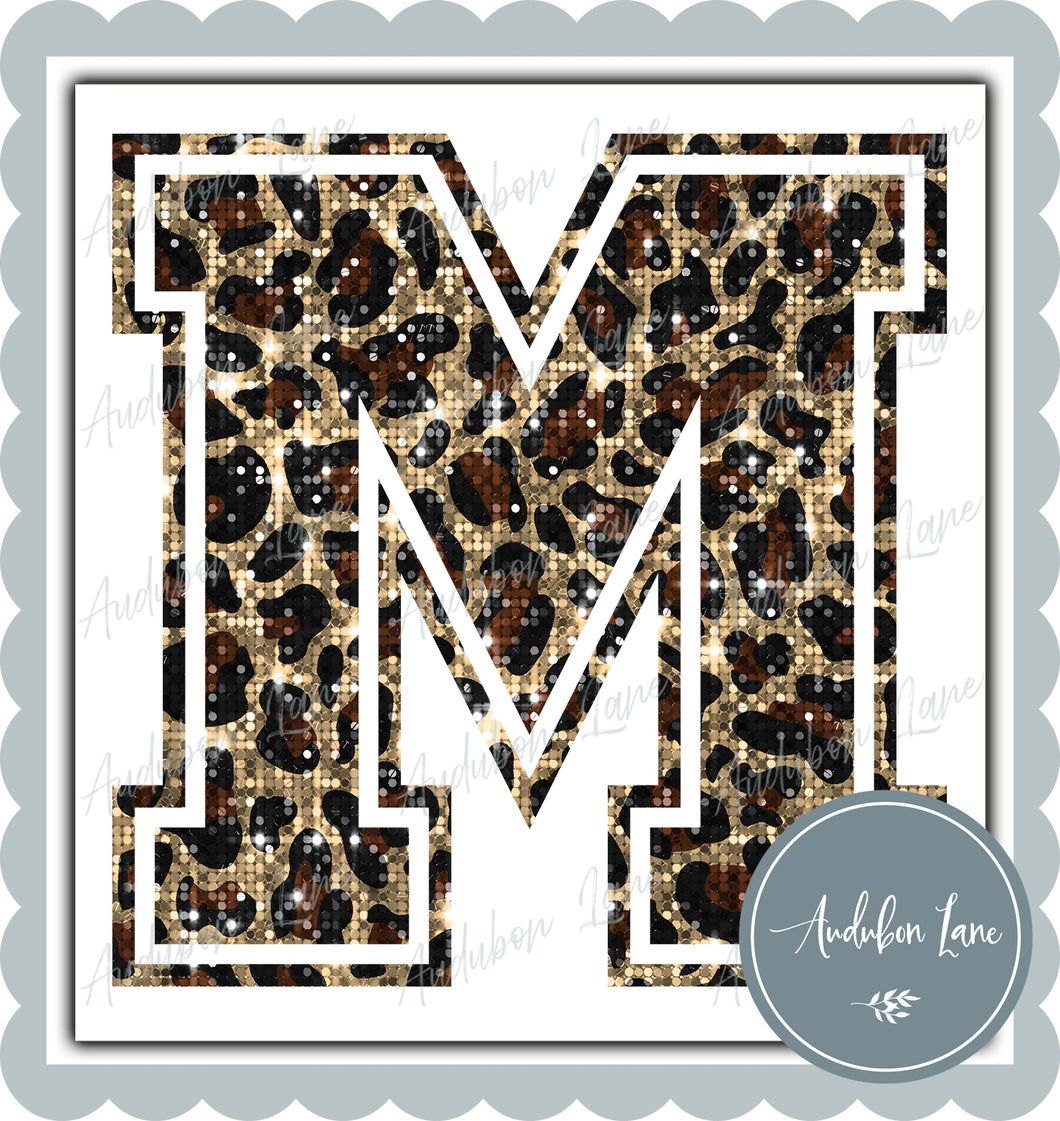 Mustangs Sequin Leopard Mascot Letter Ready to Press DTF Transfer Customs Available On Request