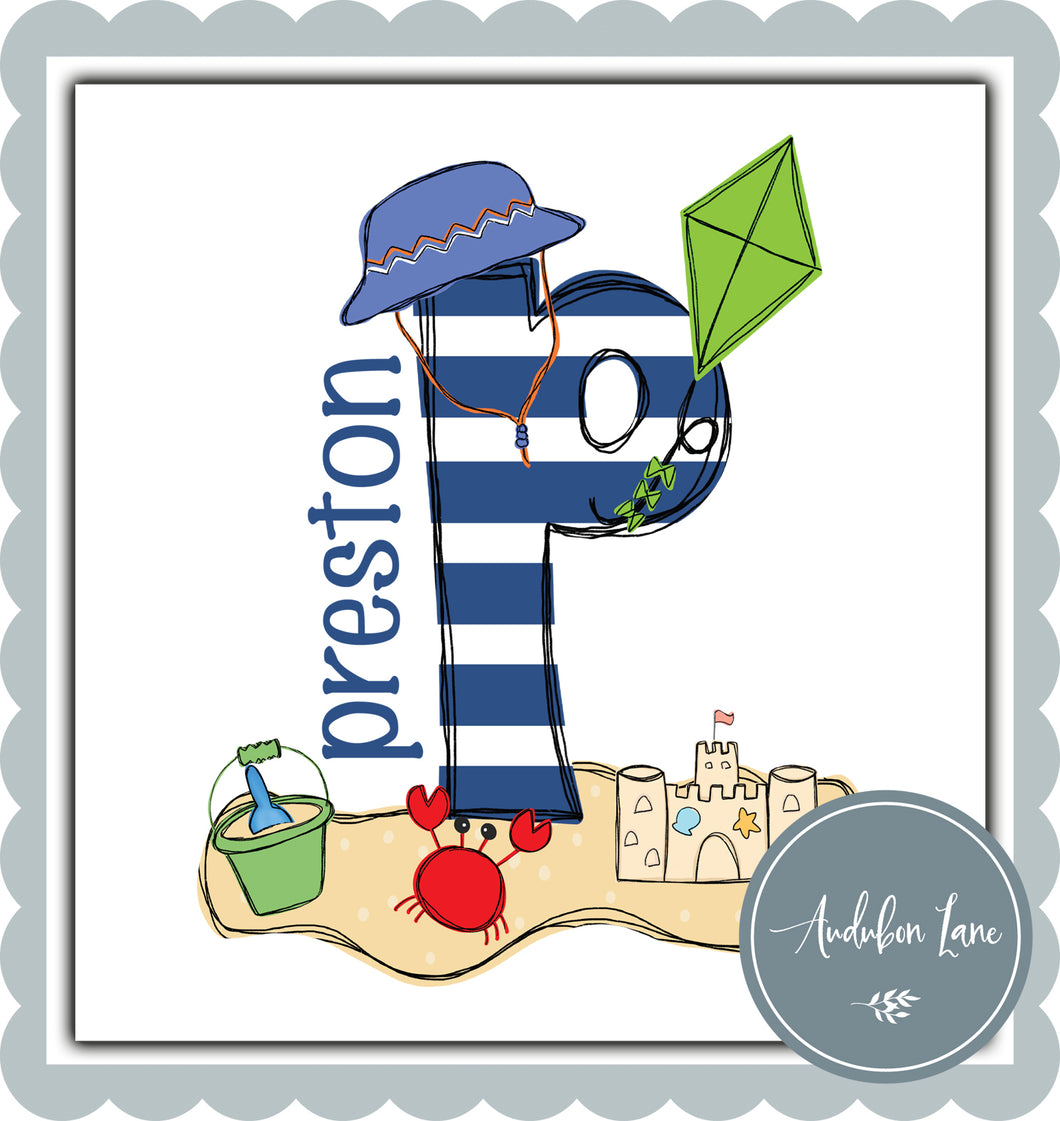 Personalized Navy Beach Letter