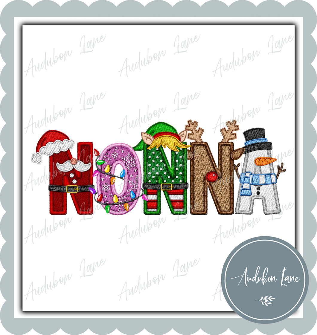 Nonna Christmas Faux Embroidery Print Ready To Press DTF Transfer Custom Requests Available