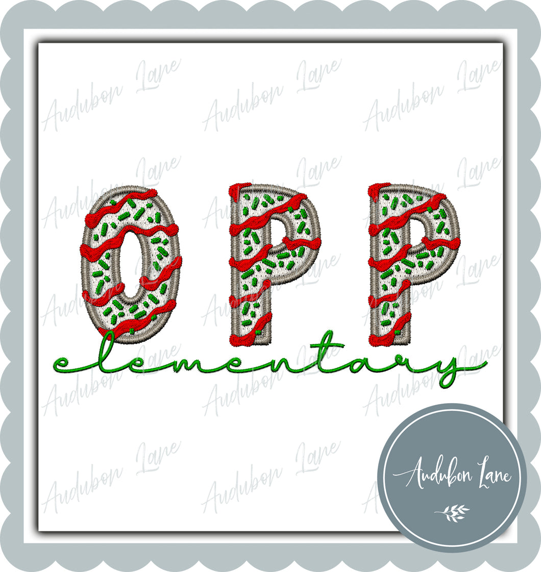 OPP Elementary Christmas Faux Embroidery Print Ready To Press DTF Transfer
