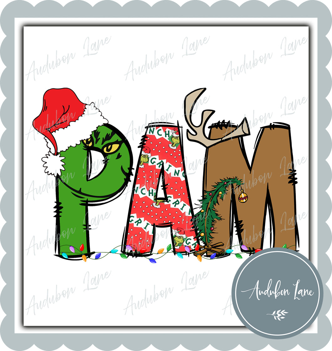 Pam Meany Greeny Christmas Words Print Ready To Press DTF Transfer Custom
