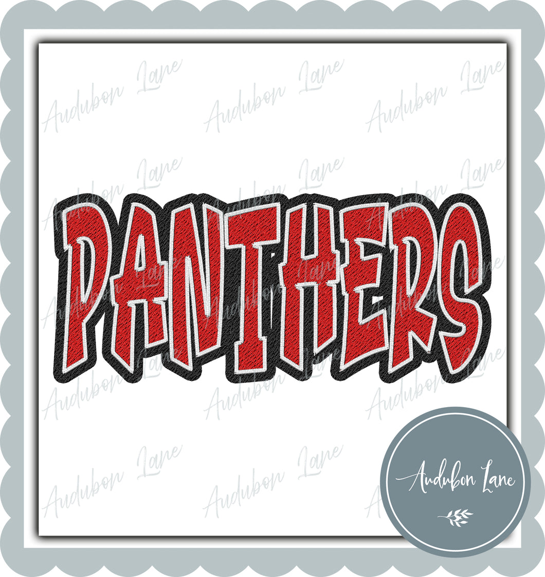 Panthers Graffiti Style Mesh Black and Red Mascot Ready to Press DTF Transfer Customs Available On Request