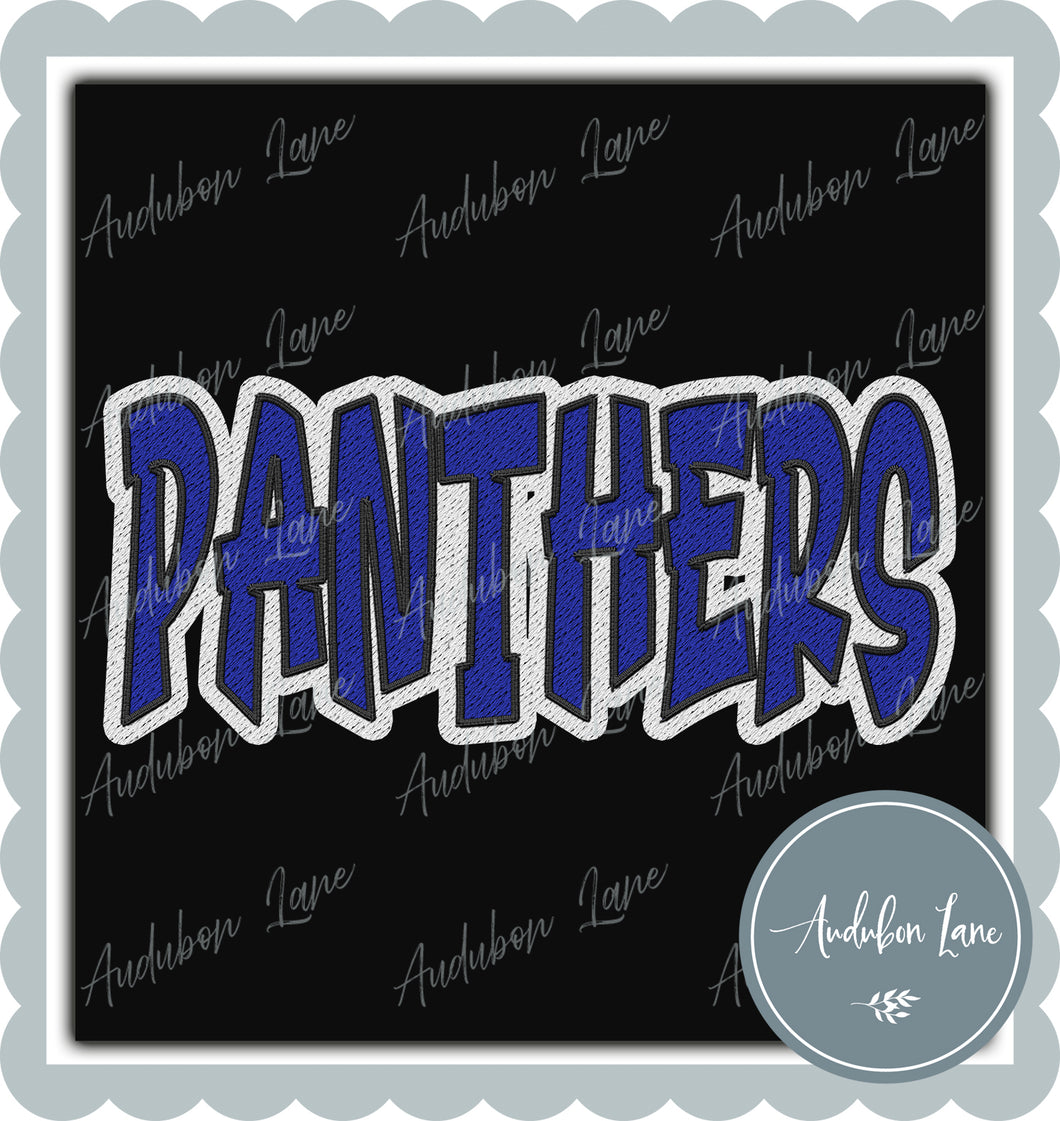 Panthers Graffiti Style Mesh Royal Blue and White Mascot Ready to Press DTF Transfer Customs Available On Request