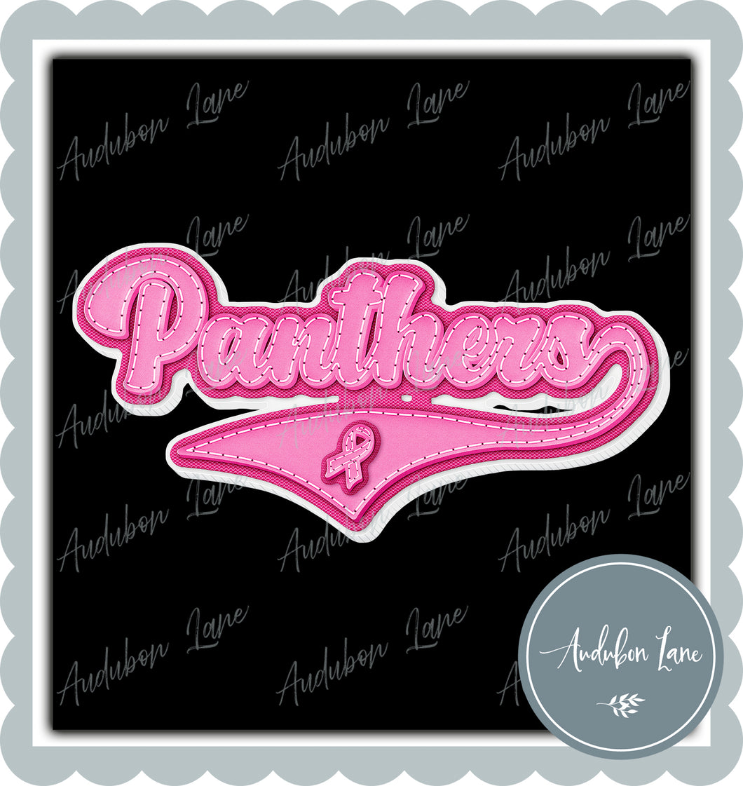 Panthers Breast Cancer Awareness Pink Leather Faux Patch Ready to Press DTF Transfer Customs Available On Request