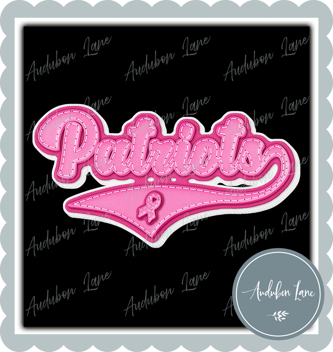 Patriots Breast Cancer Awareness Pink Leather Faux Patch Ready to Press DTF Transfer Customs Available On Request