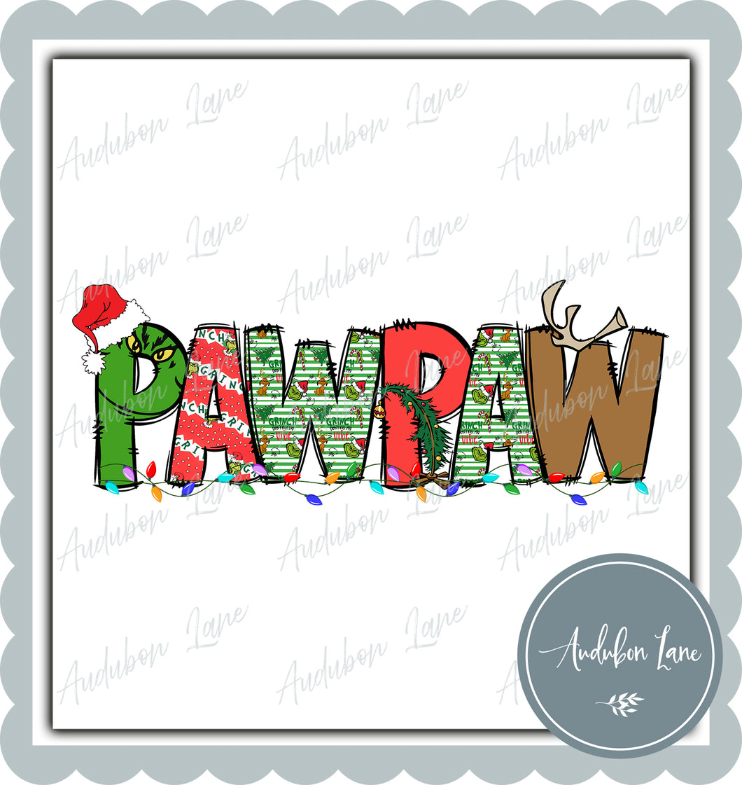 PawPaw Meany Greeny Christmas Words Print Ready To Press DTF Transfer Custom