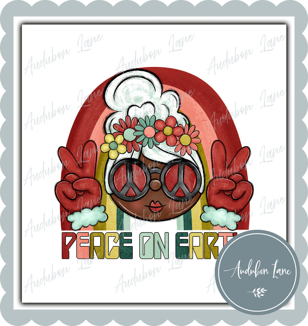 Retro Peace on Earth Cocoa Mrs Claus Print Ready To Press DTF Transfer