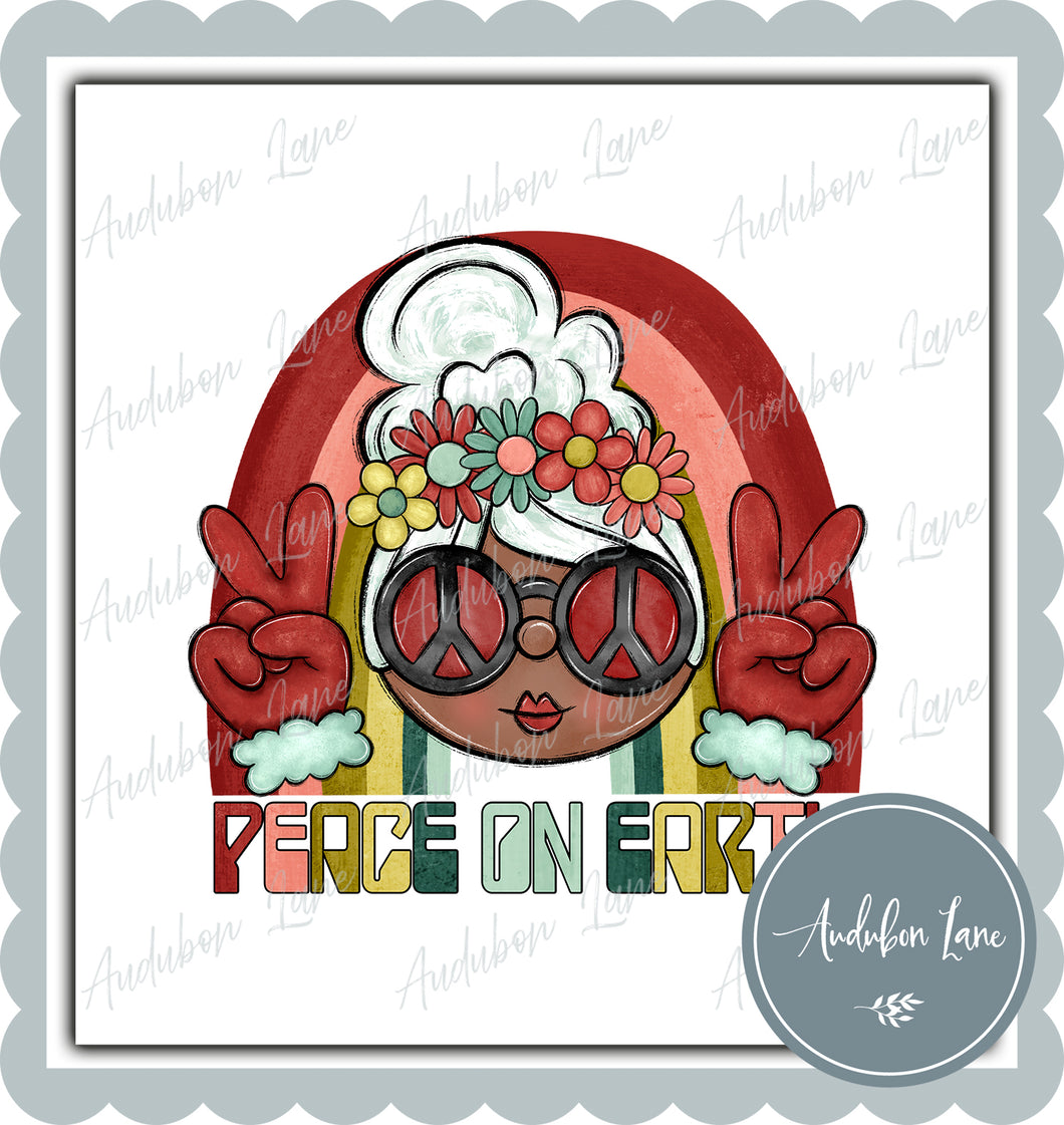 Retro Peace on Earth Honey Mrs Claus Print Ready To Press DTF Transfer