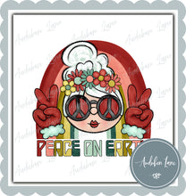 Load image into Gallery viewer, Retro Peace on Earth Cream Mrs Claus Print Ready To Press DTF Transfer
