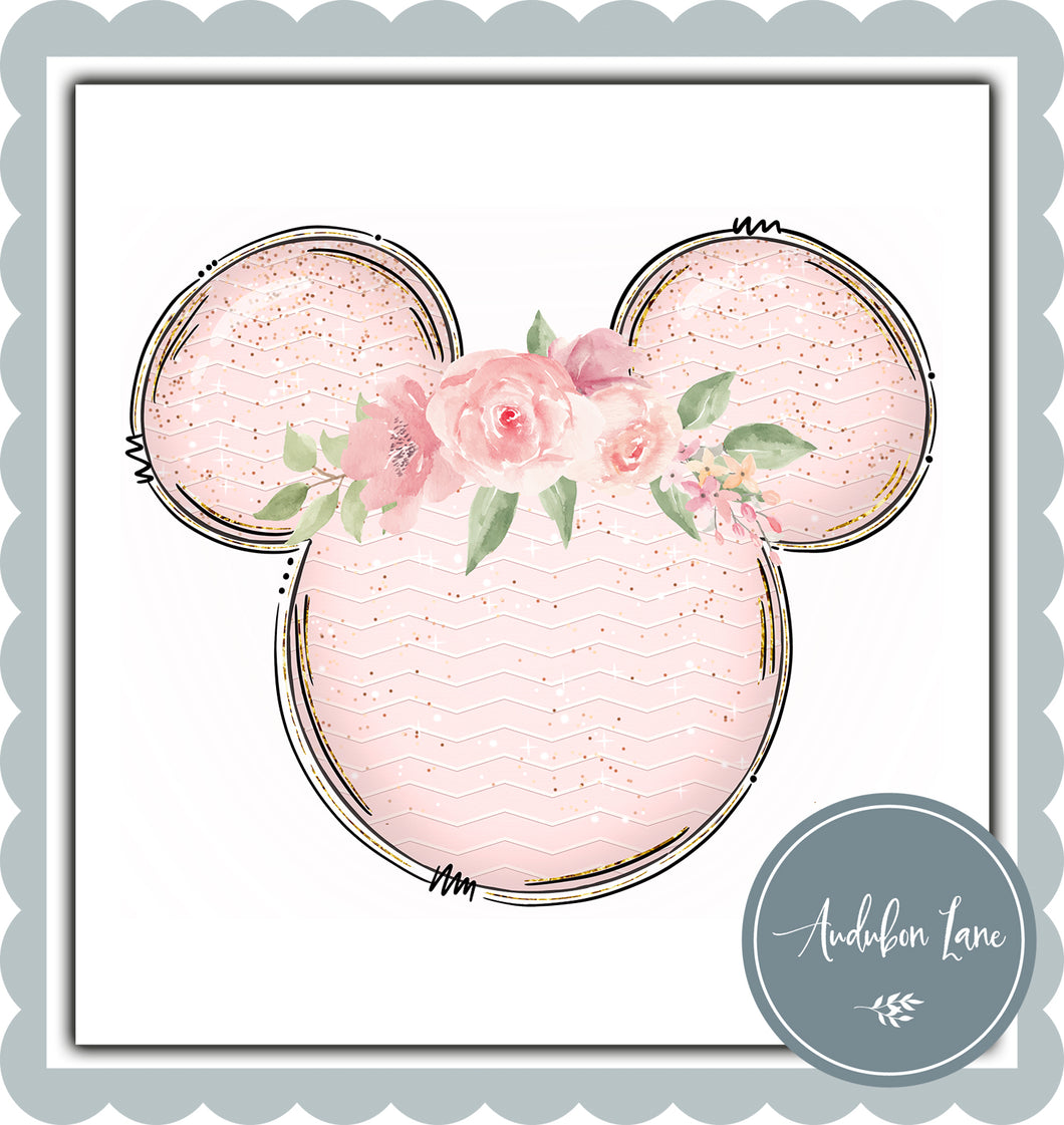 Pink Flower Watercolor Ears