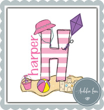 Load image into Gallery viewer, Personalized Pink Stripe Beach Letter
