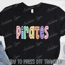 Load image into Gallery viewer, Pirates Split Letter Pastel Color Mascot Ready To Press DTF Direct To Film Transfer
