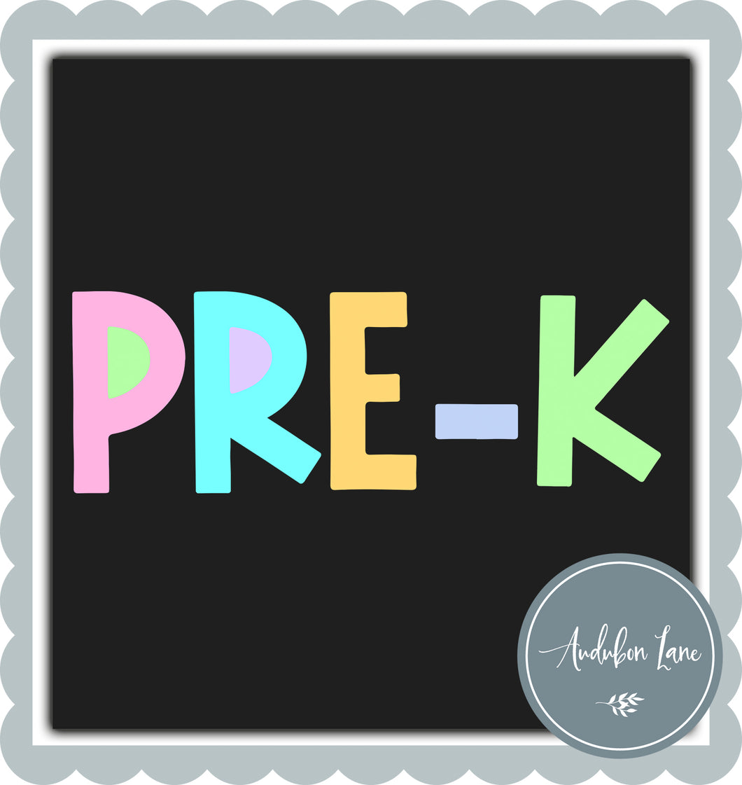 PreK Pastel Block Letters Ready to Press DTF Transfer Custom Names Available On Request