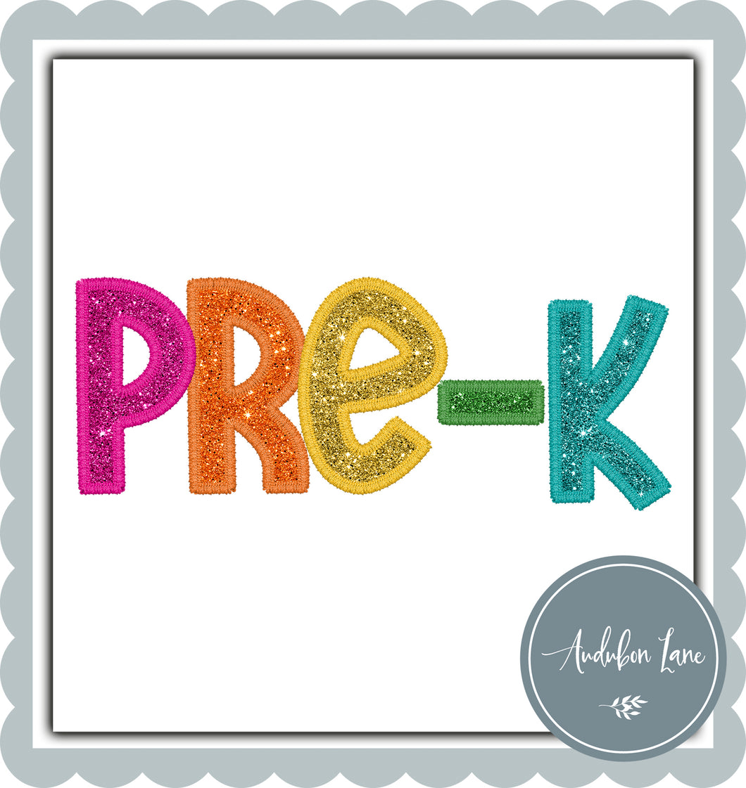 PreK Bright Colors Faux Embroidery and Glitter