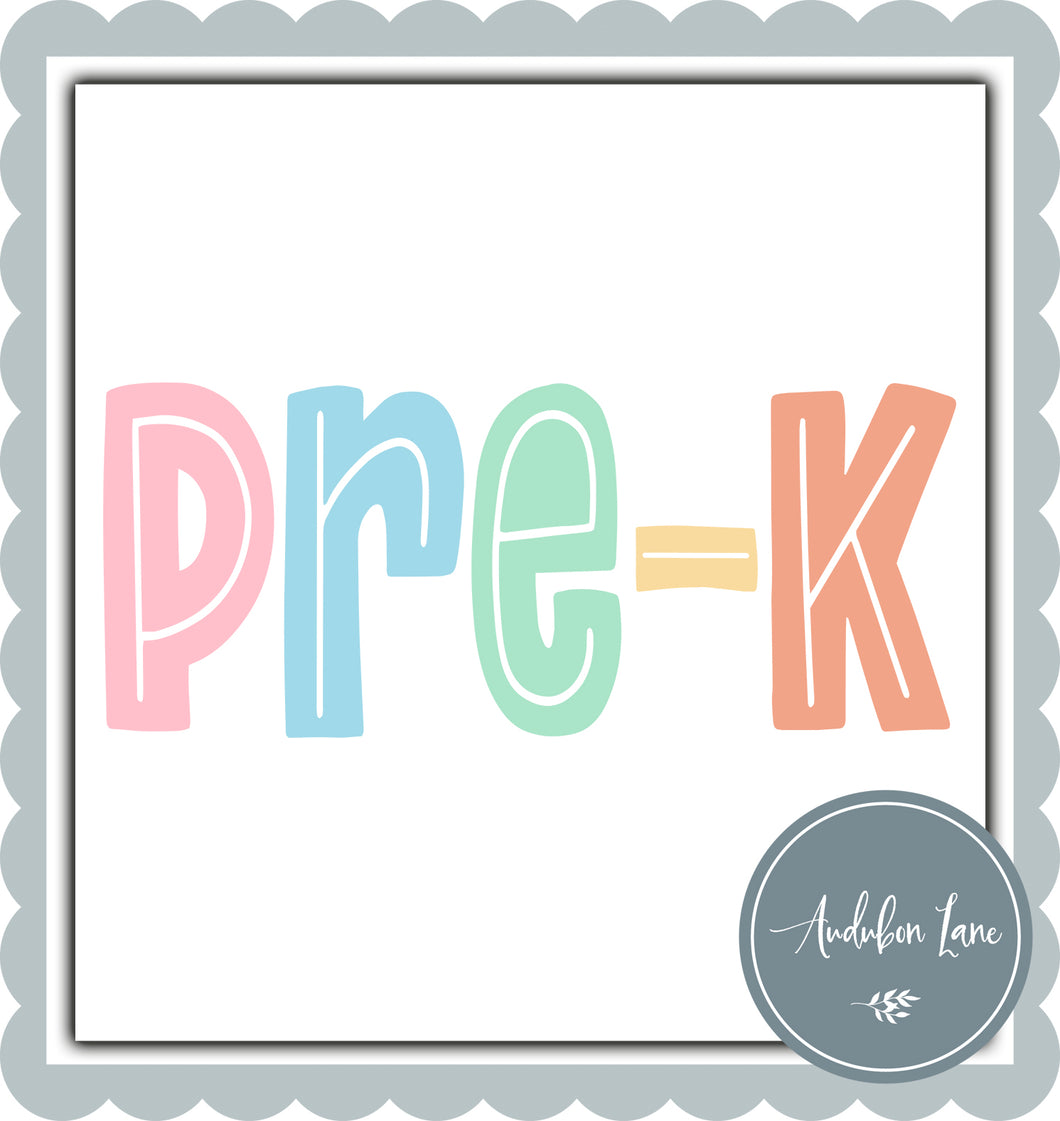 PreK Split Letter Pastel Color Letters Ready To Press DTF Direct To Film Transfer
