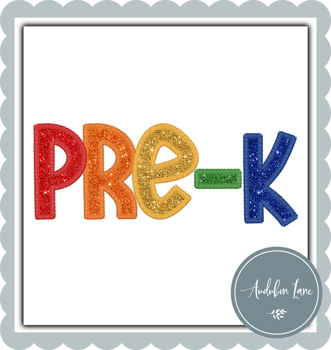 PreK Primary Colors Faux Embroidery and Glitter