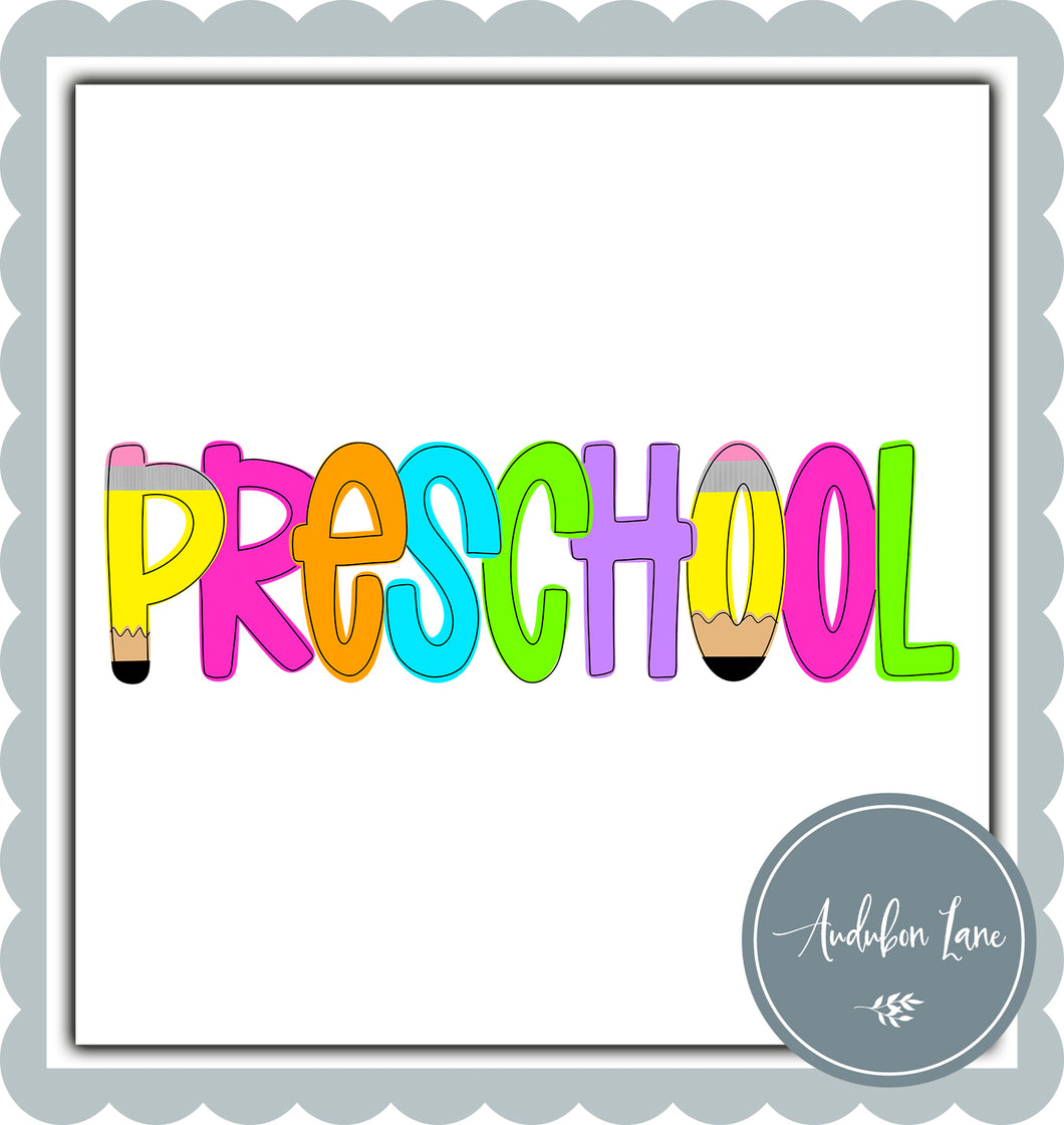 Preschool Bright School Shape Letters Ready to Press DTF Transfer Custom Names Available On Request