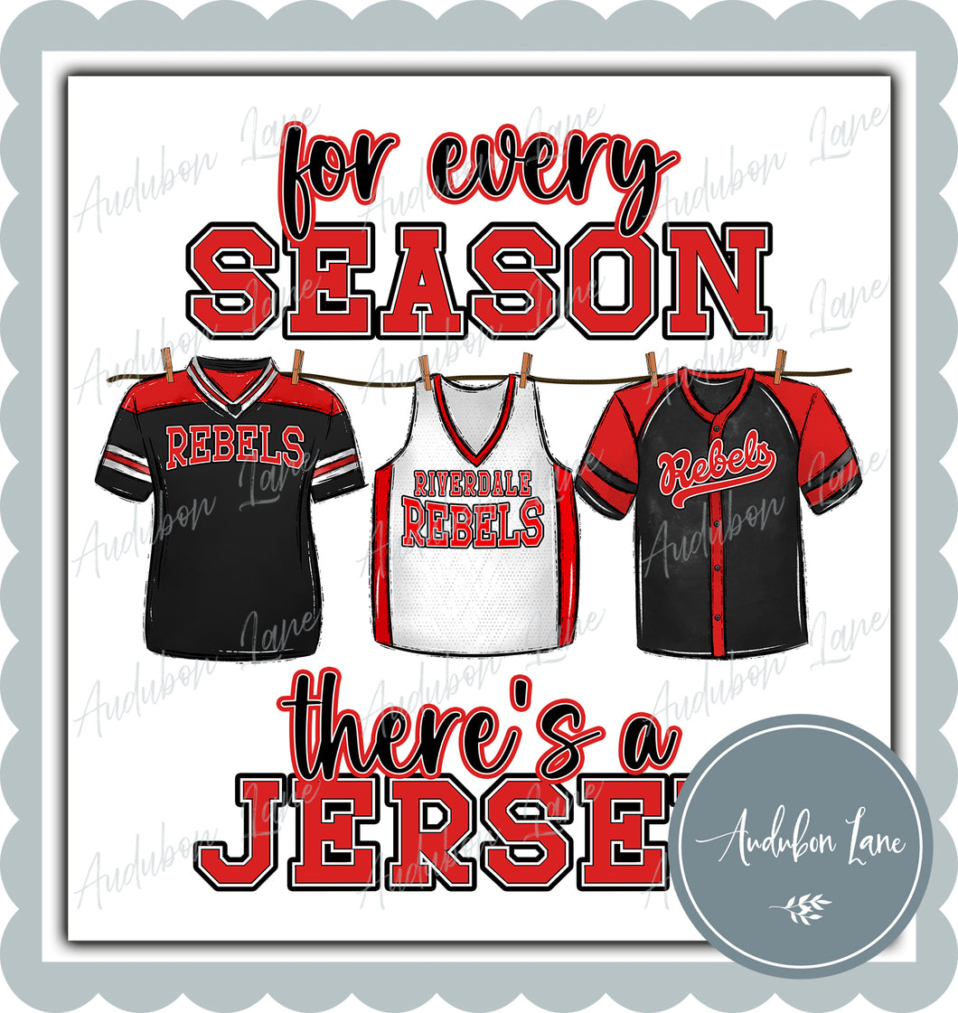 Rebels Red Jersey For Every Season Ready to Press DTF Transfer Customs Available On Request