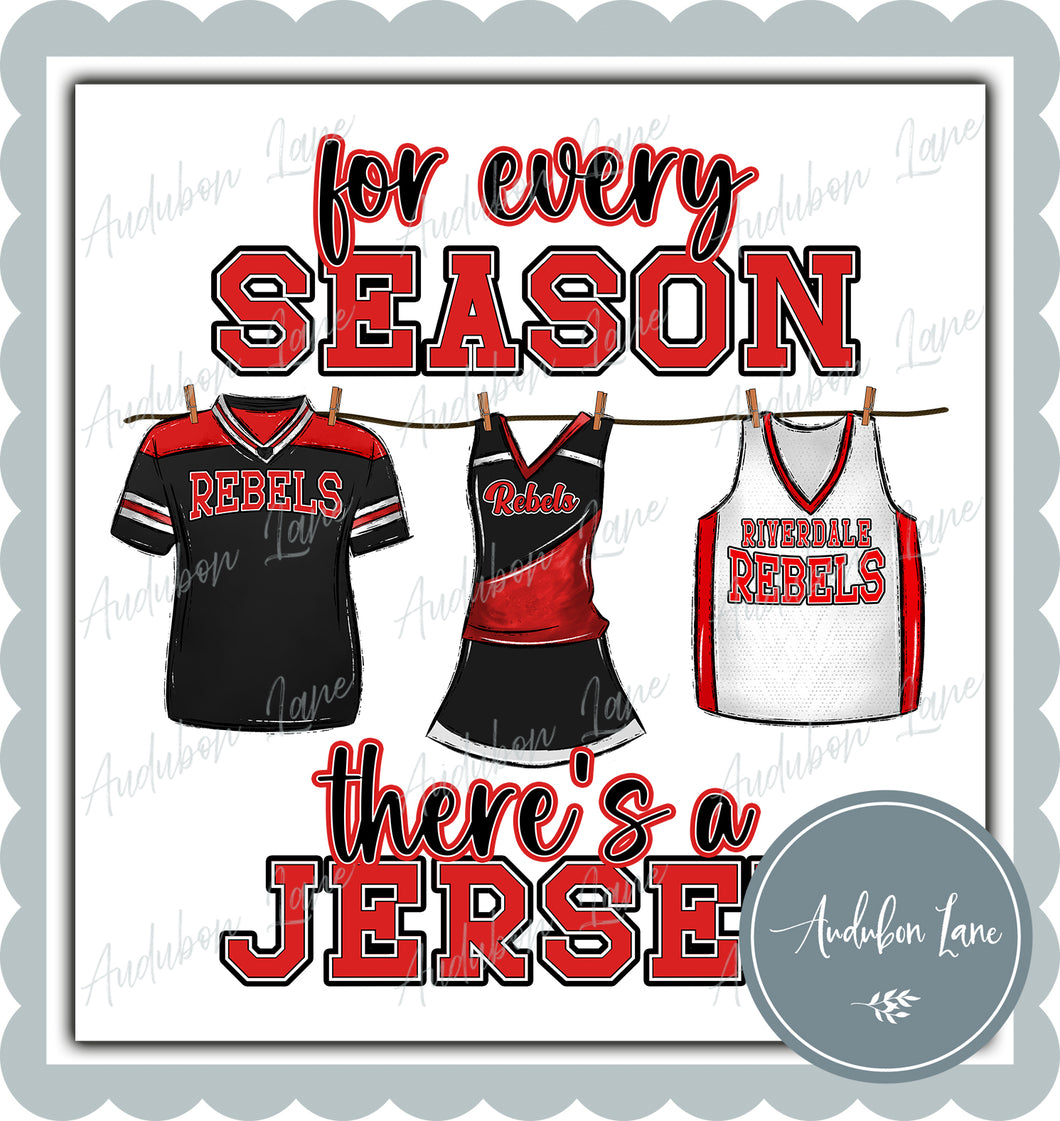 Rebels Red Jersey With Cheer For Every Season Ready to Press DTF Transfer Customs Available On Request