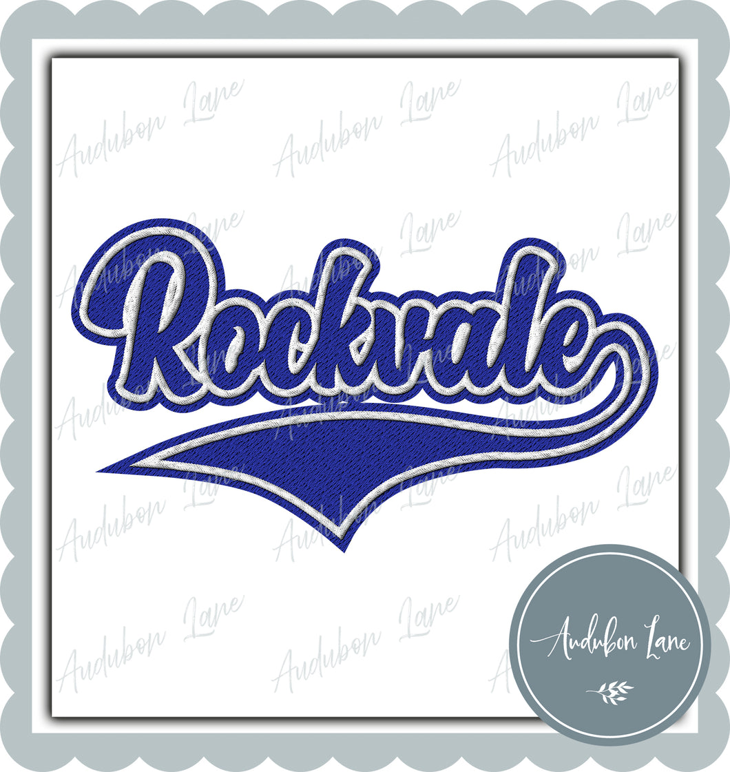 Rockvale Faux Embroidery Patch Faux Royal Blue and White and Royal Blue  Ready To Press DTF Transfer Custom Colors Available On Request