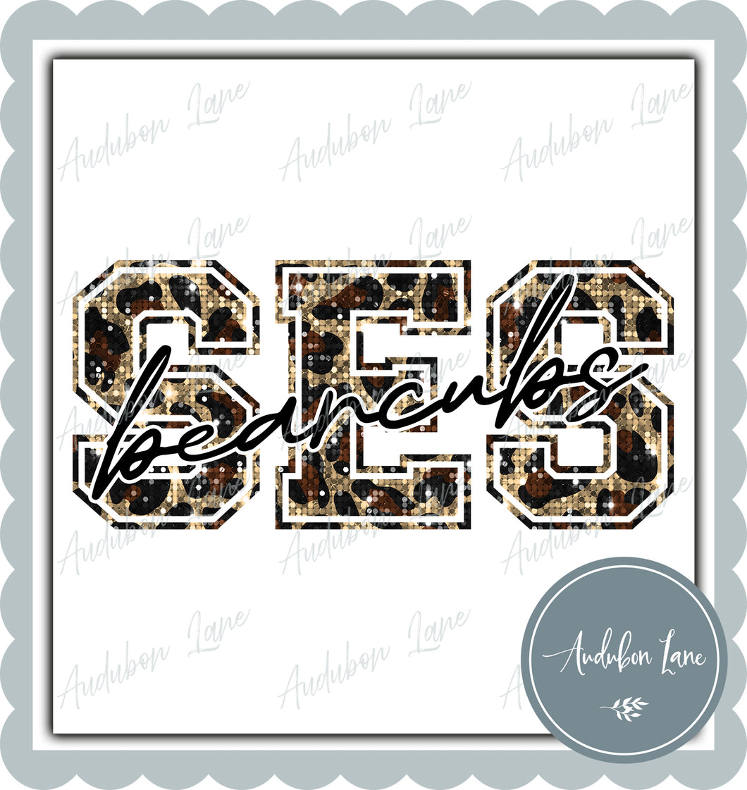 SES Bearcubs Sequin Leopard Mascot Letter Ready to Press DTF Transfer Customs Available On Request