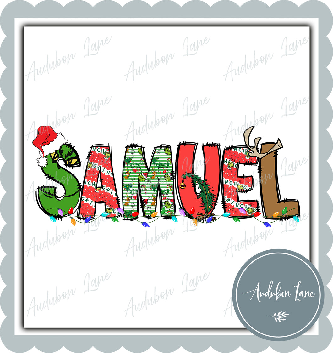 Samuel Meany Greeny Christmas Words Print Ready To Press DTF Transfer Custom