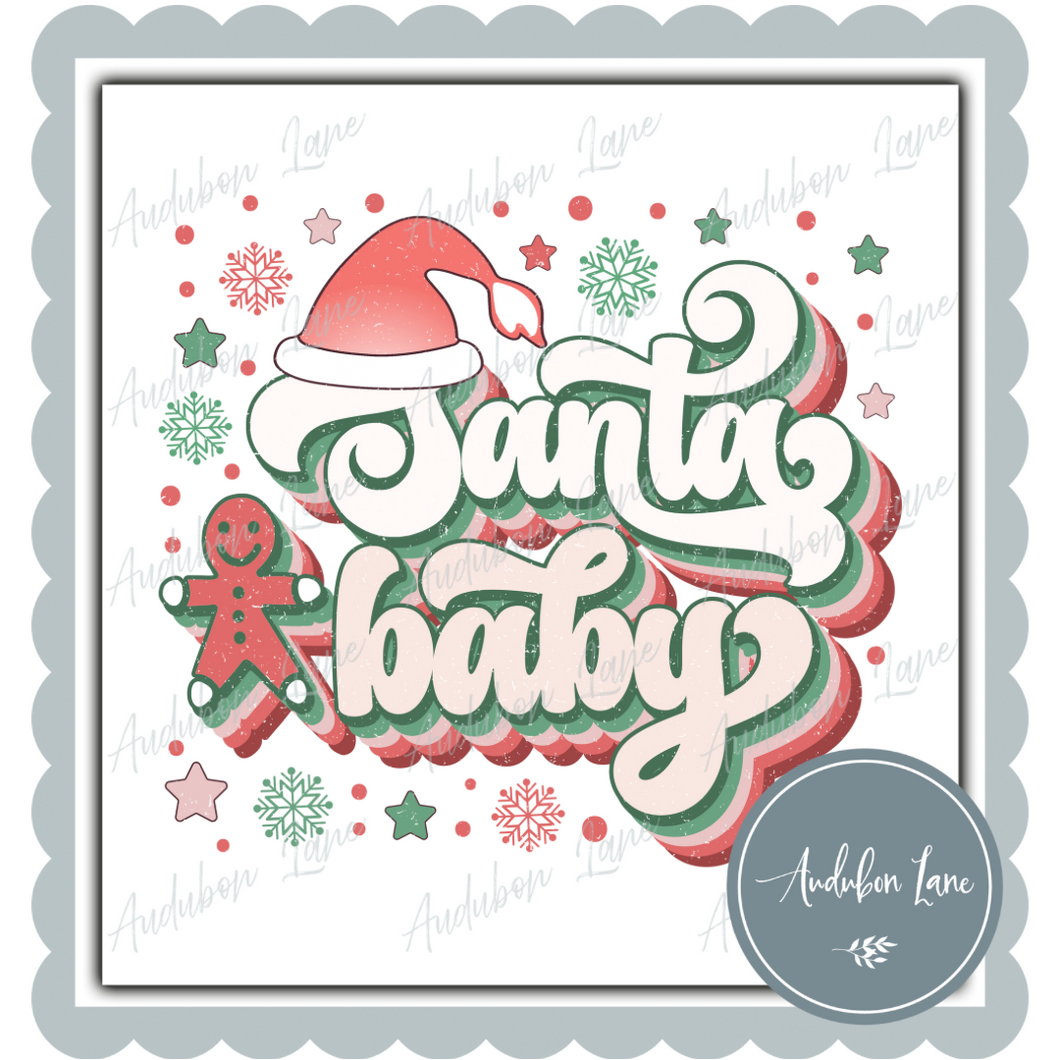 Santa Retro Baby Print Ready To Press DTF Transfer