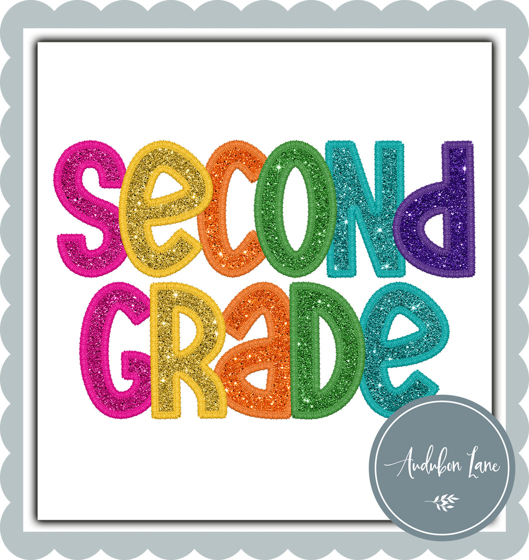 Second Grade Bright Colors Faux Embroidery and Glitter