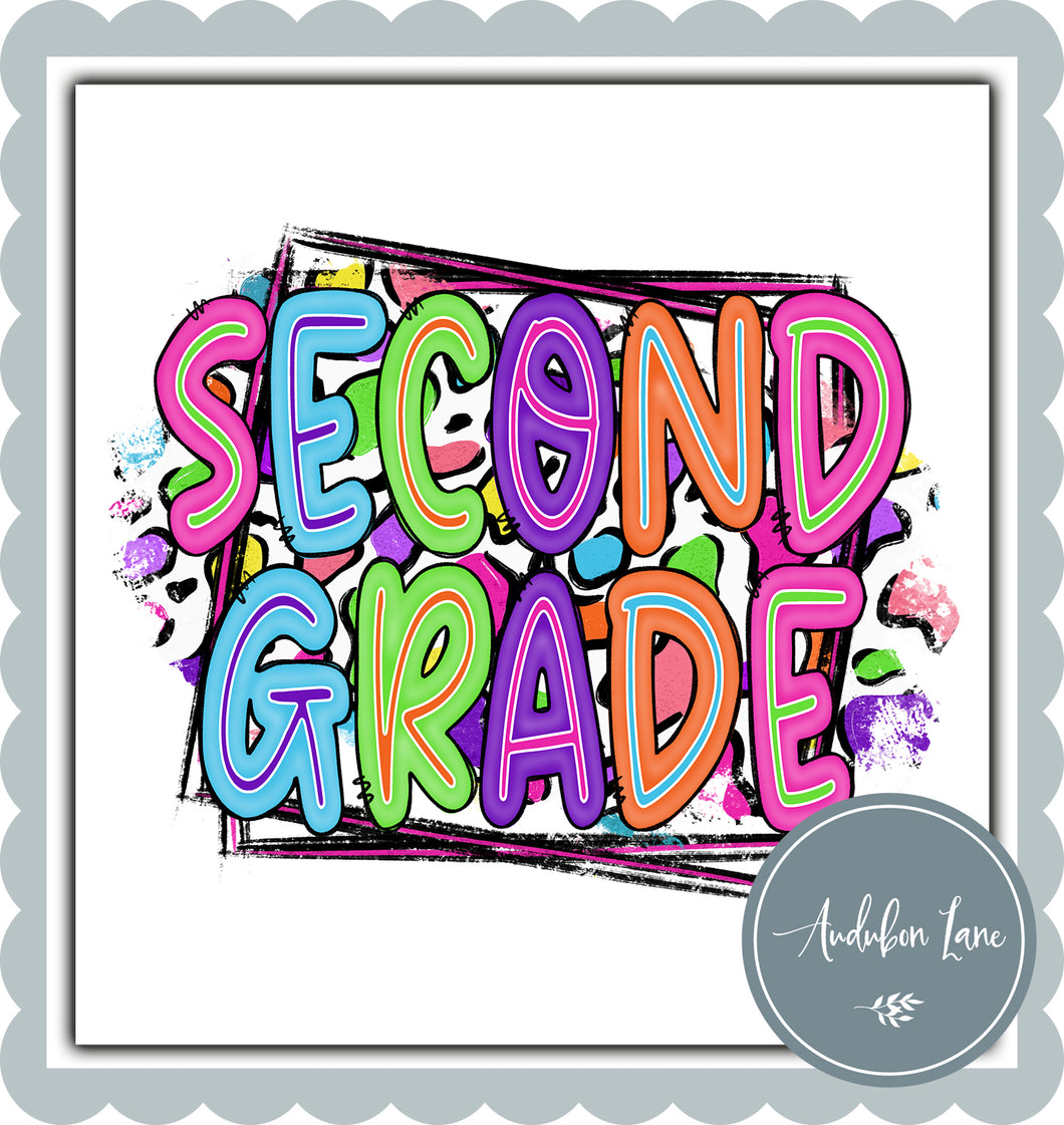 Second Grade Colorful Cheetah Grade Level Ready To Press DTF Direct To Film Transfer